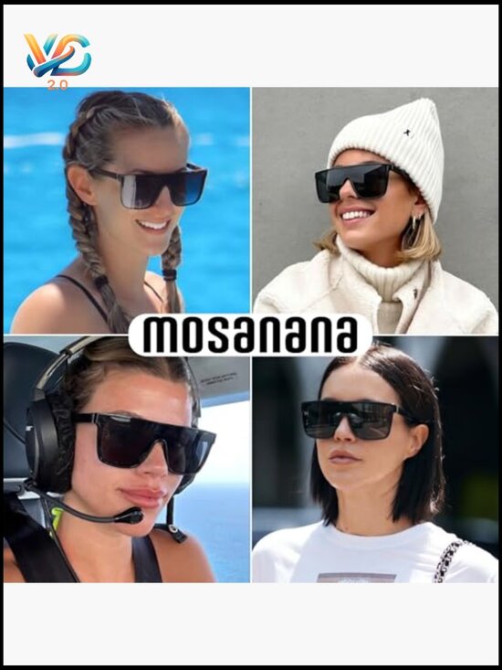 Trendy Oversized Square Sunglasses Flat Top Fashion Shield Shades UV400 main image 6